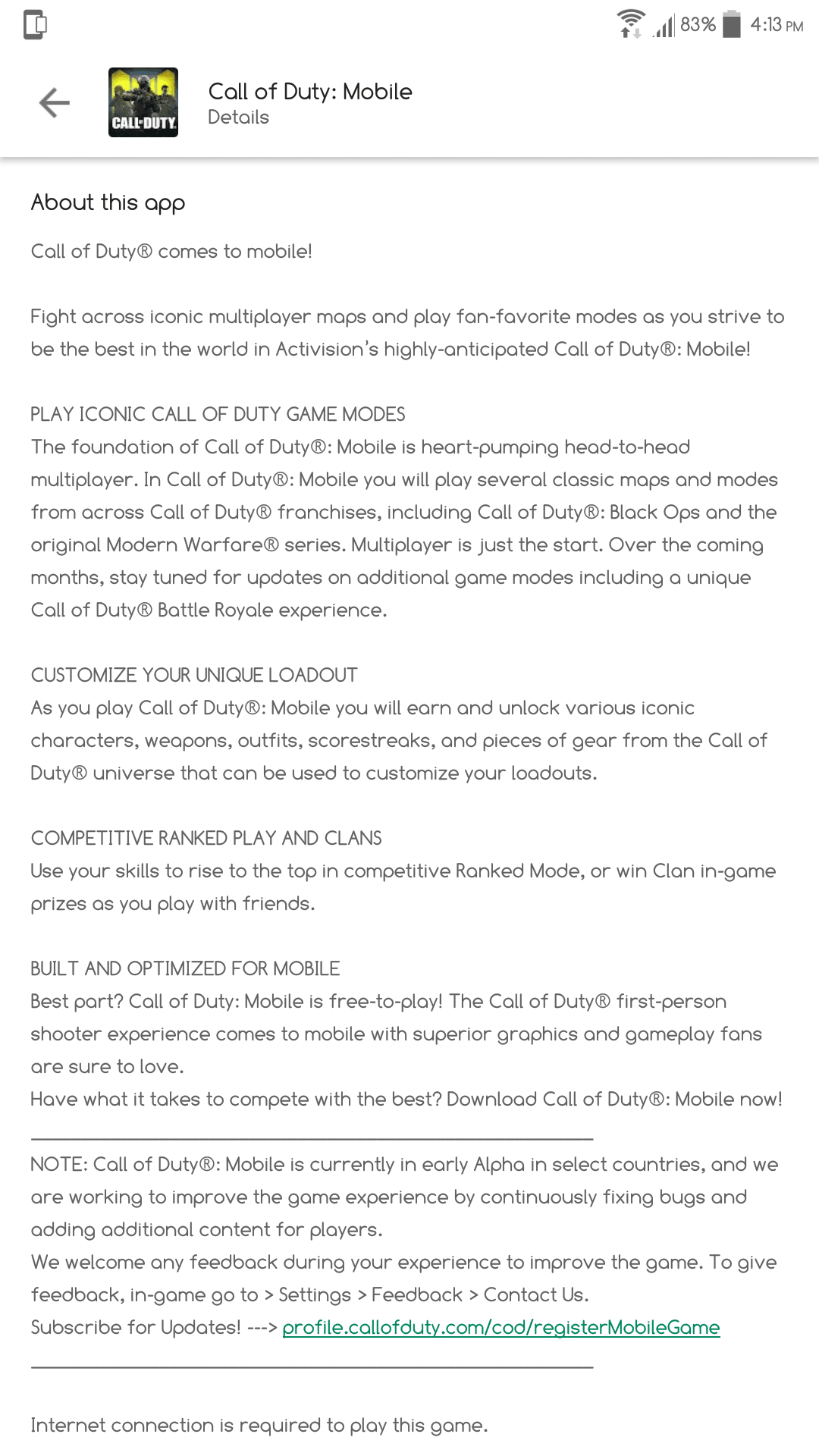 Call of Duty Mobile on Global Google Play Store 2